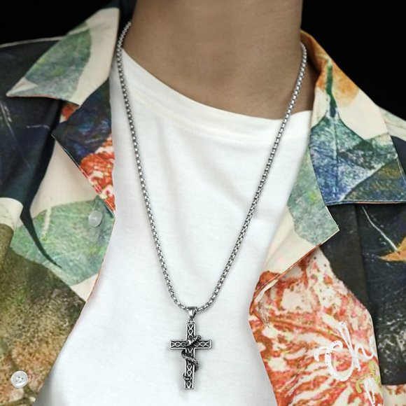 Other - men snake cross necklace